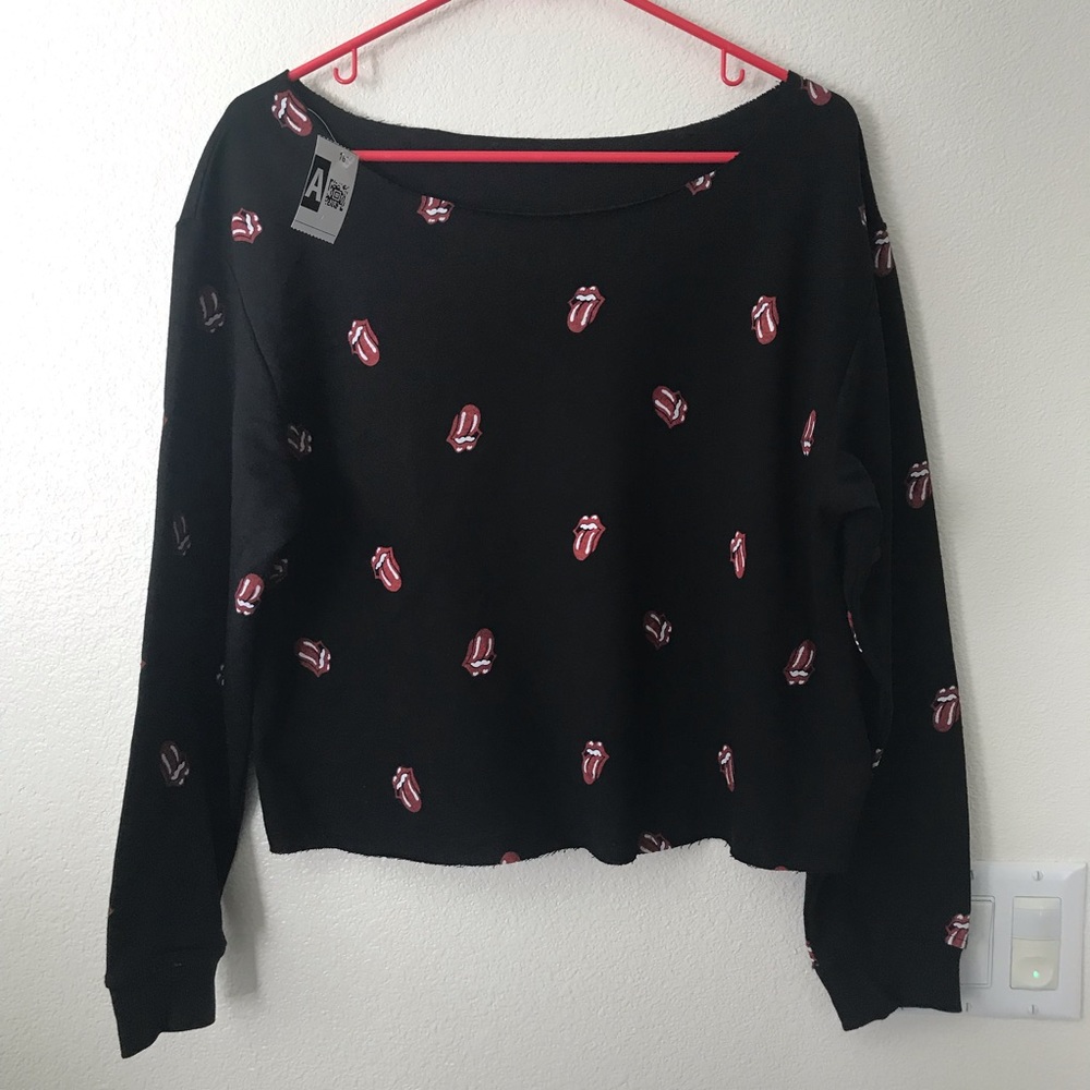 Official Rolling Stones Cropped Sweatshirt Top NWT